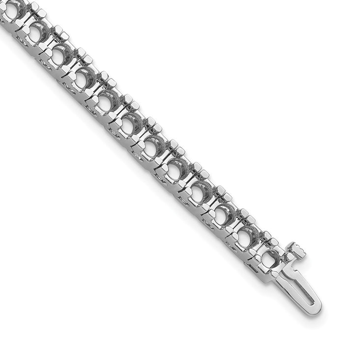 14k White Gold Holds 10.8 carat 10-4.1mm Round Diamond 4-prong 7 inch Tennis Bracelet Mounting (X2046W)