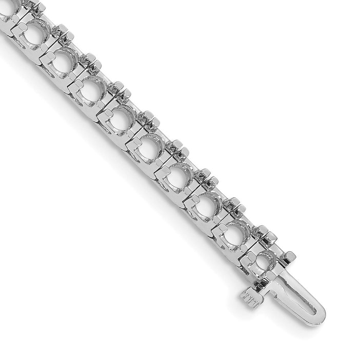 14k White Gold Holds 12.5 carat 36-4.4mm Round Diamond 4-prong 7 inch Tennis Bracelet Mounting (X2047W)