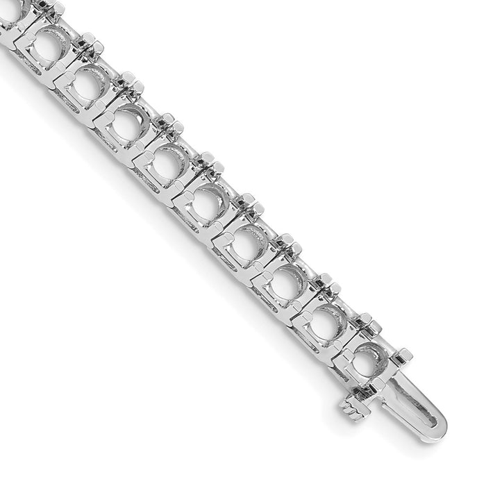 14k White Gold Holds 17 carat 33-5.1mm Round Diamond 4-prong 7 inch Tennis Bracelet Mounting (X2048W)