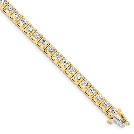 14k Holds 5.1 carat 34-3.4mm Round Diamond 4-prong 7 inch Tennis Bracelet Mounting (X2164)