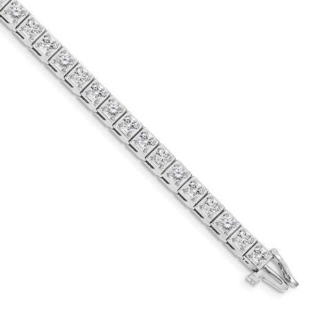 14k White Gold Holds 5.1 carat 34-3.4mm Round Diamond 4-prong 7 inch Tennis Bracelet Mounting (X2164W)