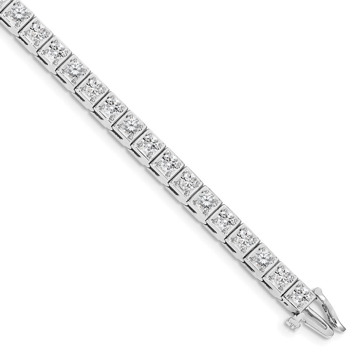 14k White Gold Holds 5.1 carat 34-3.4mm Round Diamond 4-prong 7 inch Tennis Bracelet Mounting (X2164W)
