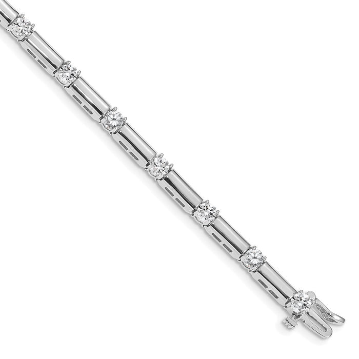 14k White Gold Holds 2.8 carat 13-3.8mm Round Diamond Bar Link 7 inch Tennis Bracelet Mounting (X2177W)