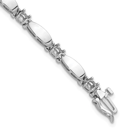 14k White Gold Holds 1.87 carat 11-3.5mm Round Diamond Curved Bar Link 7 inch Tennis Bracelet Mounting (X2362W)