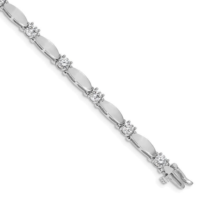 14k White Gold Holds 2.75 carat 11-4.0mm Round Diamond Curved Bar Link 7 inch Tennis Bracelet Mounting (X2363W)