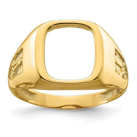 14k Men's Polished and Textured Masonic Ring Mounting (X24B)