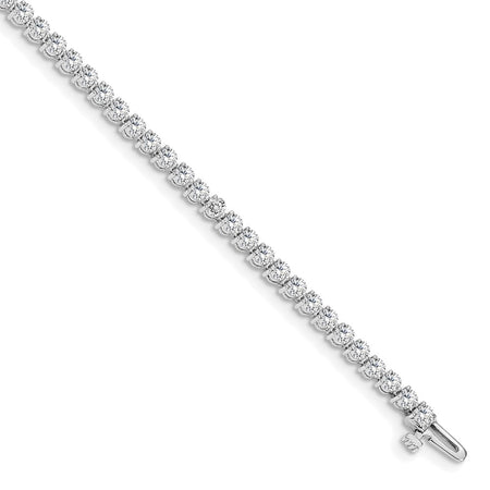 14k White Gold Holds 2.4 carat 59-2.2mm Round Diamond 3-prong 7 inch Tennis Bracelet Mounting (X2837W)