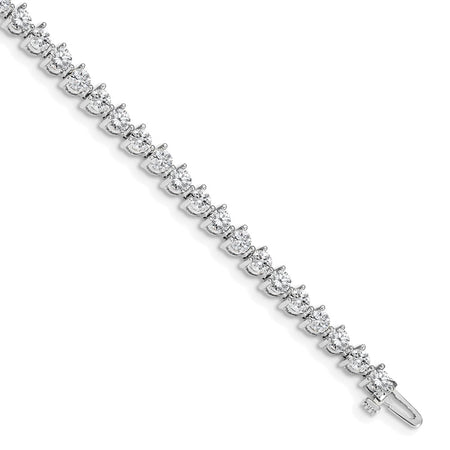 14k White Gold Holds 6.15 carat 41-3.4mm Round Diamond 3-prong 7 inch Tennis Bracelet Mounting (X2841W)