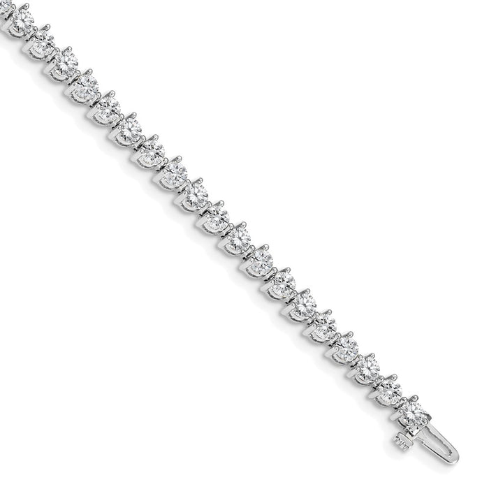 14k White Gold Holds 6.15 carat 41-3.4mm Round Diamond 3-prong 7 inch Tennis Bracelet Mounting (X2841W)