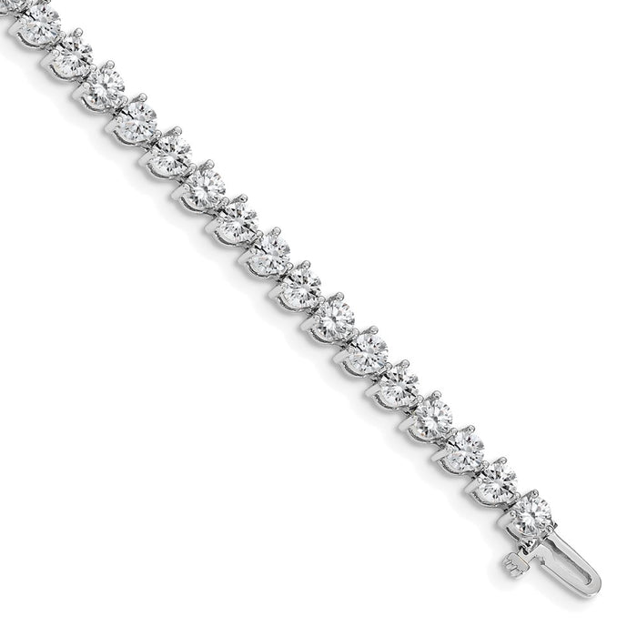 14k White Gold Holds 8.5 carat 37-3.9mm Round Diamond 3-prong 7 inch Tennis Bracelet Mounting (X2843W)