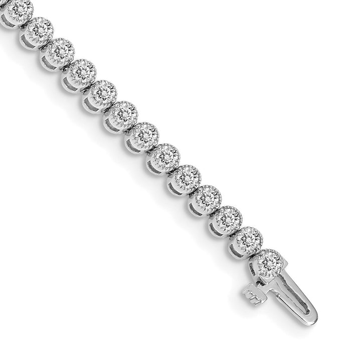 14k White Gold Holds 3.06 carat 52-2.5mm Round Diamond 2-prong 7 inch Tennis Bracelet Mounting (X2898W)
