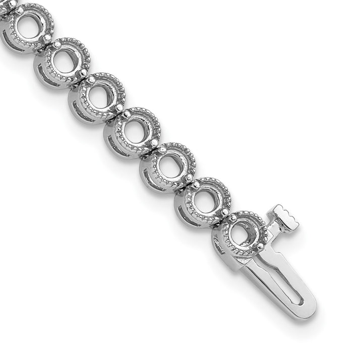 14k White Gold Holds 5 carat 36-3.3mm Round Diamond 2-prong 7 inch Tennis Bracelet Mounting (X2901W)