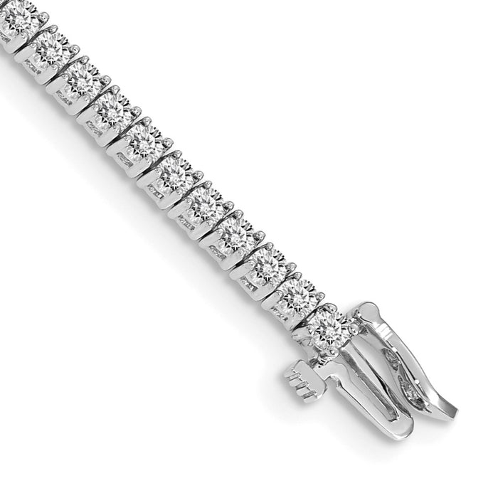 14k White Gold Holds 3.05 carat 61-2.3mm Round Diamond 4-prong 7 inch Tennis Bracelet Mounting (X601W)