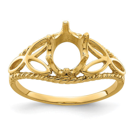 14k Polished 8x6 Oval Gemstone Filigree Ring Mounting (X6102)