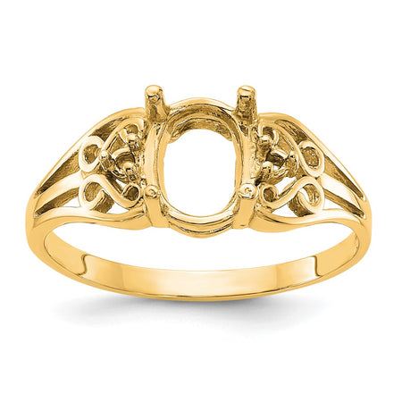 14k Polished .04ct. Diamond & 9x7 Oval Gemstone Filigree Ring Mounting (X6106)