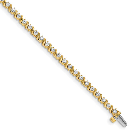 14k Holds 2 carat 44-2.25mm Round Diamond Swirled 2-prong 7 inch Tennis Bracelet Mounting (X630)