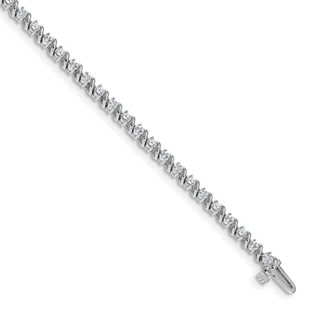 14k White Gold Holds 2 carat 44-2.25mm Round Diamond Swirled 2-prong 7 inch Tennis Bracelet Mounting (X630W)