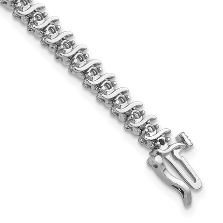 14k White Gold Holds 7/8 carat 54-1.6mm Round Diamond 2-prong S-link 7 inch Tennis Bracelet Mounting (X700W)