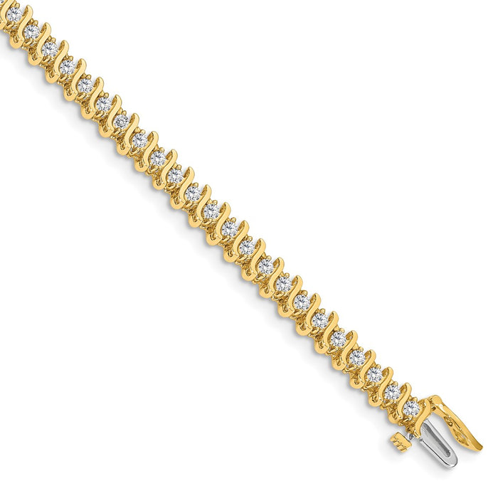 14k Holds 2 carat 49-2.2mm Round Diamond 2-prong S-link 7 inch Tennis Bracelet Mounting (X703)
