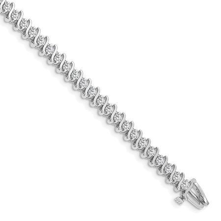 14k White Gold Holds 3.08 carat 44-2.6mm Round Diamond 2-prong S-link 7 inch Tennis Bracelet Mounting (X704W)