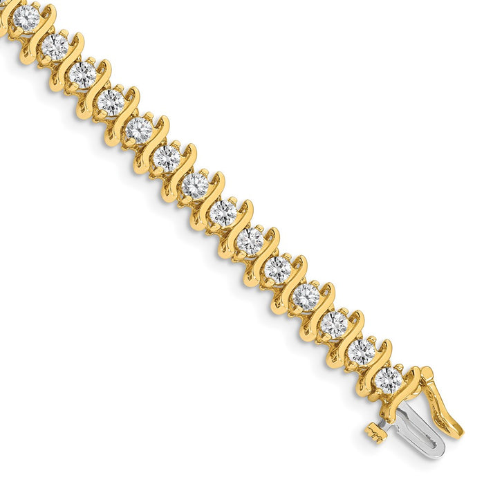 14k Holds 5.95 carat 35-3.5mm Round Diamond 2-prong S-link 7 inch Tennis Bracelet Mounting (X706)