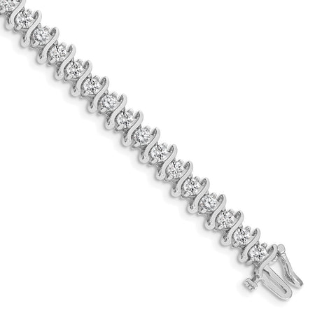 14k White Gold Holds 5.95 carat 35-3.5mm Round Diamond 2-prong S-link 7 inch Tennis Bracelet Mounting (X706W)