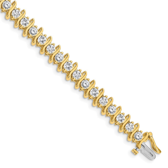 14k Holds 7.19 carat 33-3.8mm Round Diamond 2-prong S-link 7 inch Tennis Bracelet Mounting (X707)