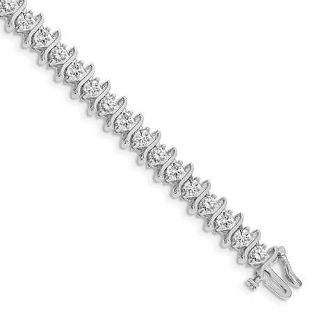 14k White Gold Holds 7.19 carat 33-3.8mm Round Diamond 2-prong S-link 7 inch Tennis Bracelet Mounting (X707W)