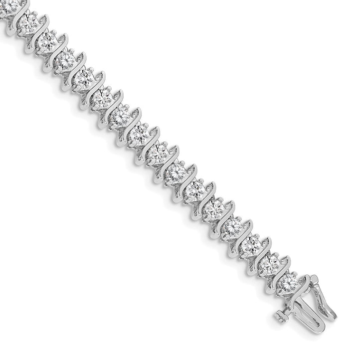 14k White Gold Holds 7.19 carat 33-3.8mm Round Diamond 2-prong S-link 7 inch Tennis Bracelet Mounting (X707W)
