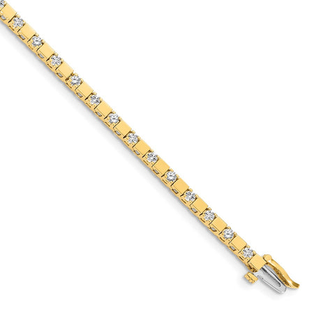14k Holds 1.1 carat 28-2.1mm Round Diamond Square Link 7 inch Tennis Bracelet Mounting (X742)