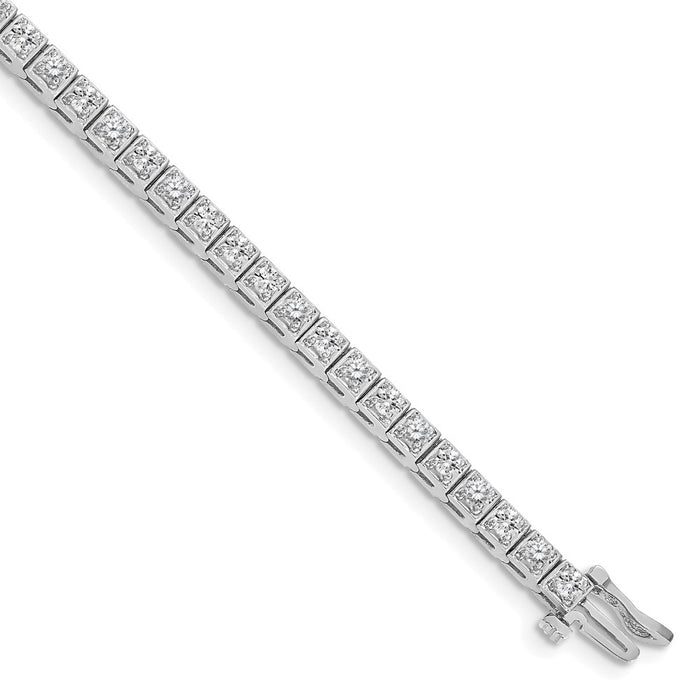 14k White Gold Holds 1.75 carat 44-2.2mm Round Diamond 4-prong 7 inch Tennis Bracelet Mounting (X755W)