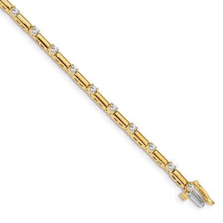 14k Holds 1 carat 19-2.4mm Round Diamond Bar Link 7 inch Tennis Bracelet Mounting (X762)