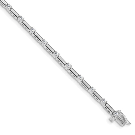 14k White Gold Holds 1 carat 19-2.4mm Round Diamond Bar Link 7 inch Tennis Bracelet Mounting (X762W)