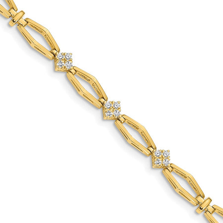 14k Holds 1/5 carat 12-1.6mm Round Diamond Cluster Fancy 7 inch Bracelet Mounting (X784)