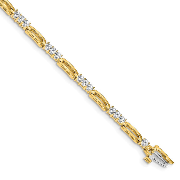 14k Holds 1.5 carat 28-2.4mm Round Diamond Paperclip Link 7 inch Tennis Bracelet Mounting (X787)