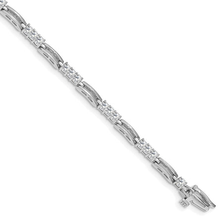 14k White Gold Holds 1.5 carat 28-2.4mm Round Diamond Paperclip Link 7 inch Tennis Bracelet Mounting (X787W)