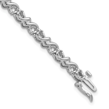 14k White Gold Holds 1.17 carat 30-2.1mm Round Diamond Fancy Swirl 7 inch Tennis Bracelet Mounting (X816W)