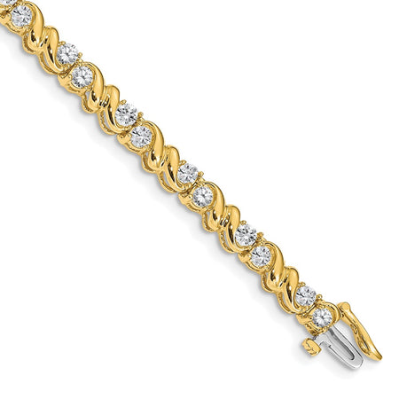 14k Holds 2.88 carat 28-3mm Round Diamond Fancy Swirl 7 inch Tennis Bracelet Mounting (X818)