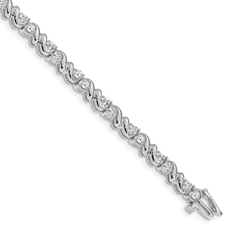14k White Gold Holds 2.88 carat 28-3mm Round Diamond Fancy Swirl 7 inch Tennis Bracelet Mounting (X818W)