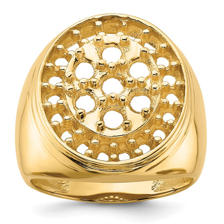 14k Polished Circular Top 3ct Mens Diamond Ring Mounting (X9426)