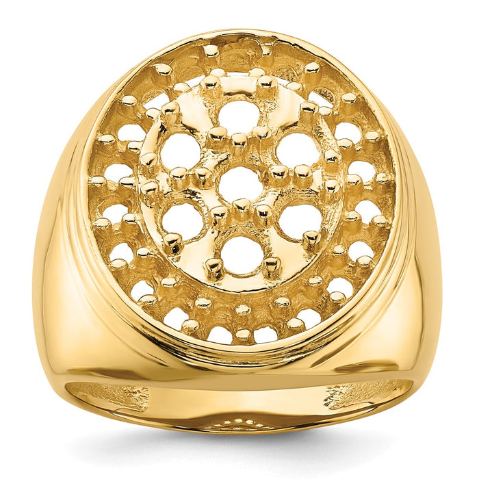 14k Polished Circular Top 3ct Mens Diamond Ring Mounting (X9426)