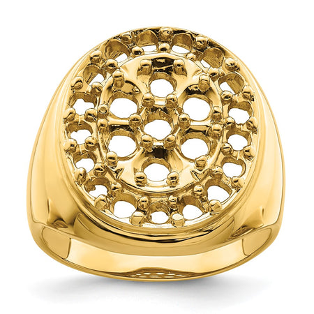 14k Fancy Polished Circular To Mens Diamond Ring Mounting (X9427)