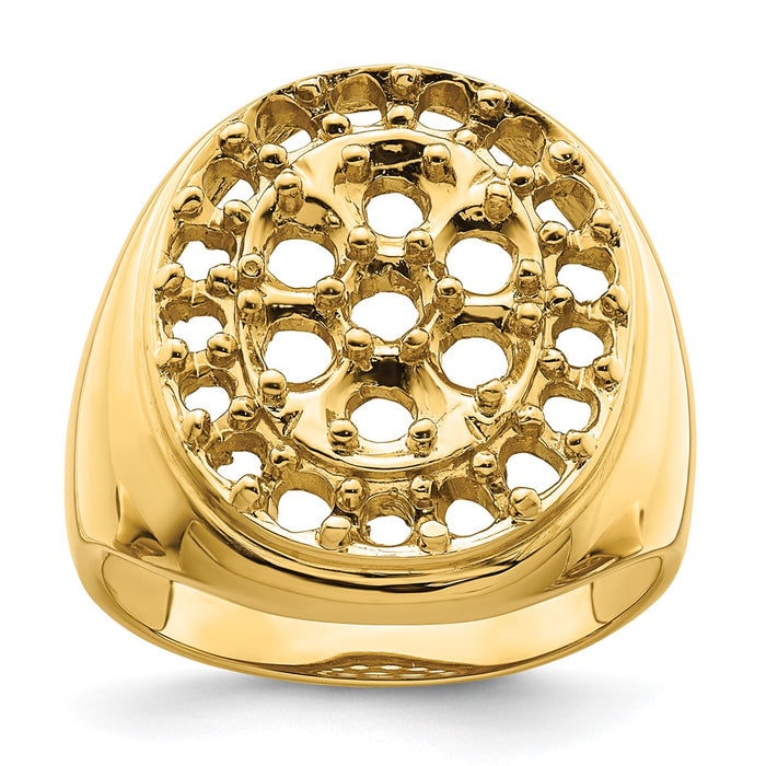 14k Fancy Polished Circular To Mens Diamond Ring Mounting (X9427)