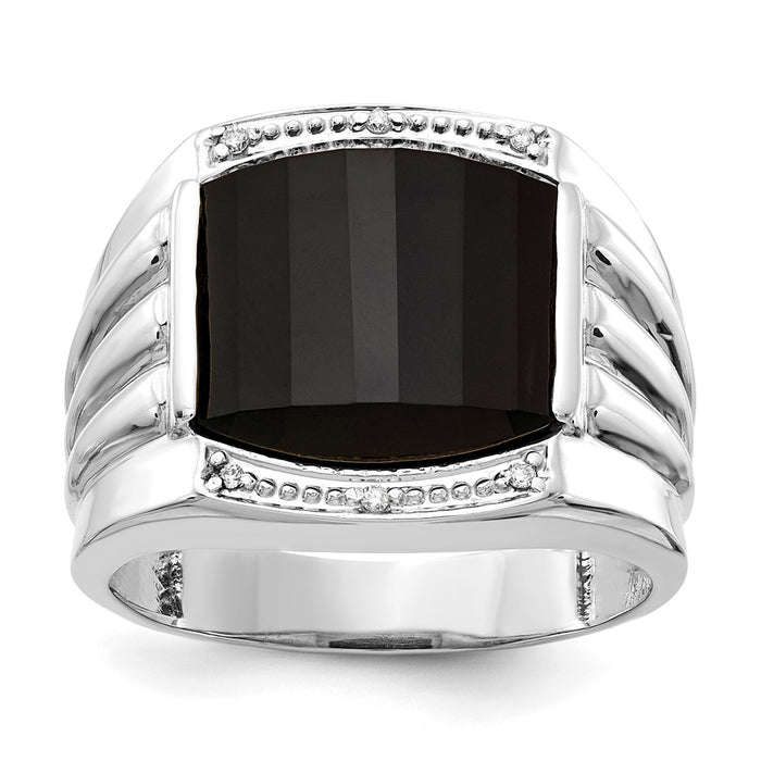 14kw Ridged-Sides Mens Diamond and Onyx Ring Mounting (X9471W)