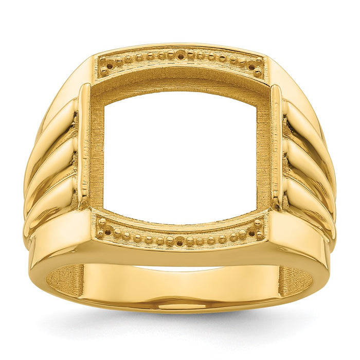 14k Ridged-Sides Mens Diamond and Onyx Ring Mounting (X9471)