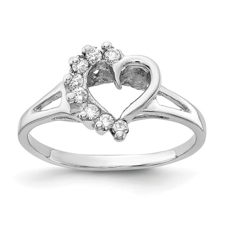 14k White Gold Polished .20ct. Diamond Heart Ring Mounting (X9594)