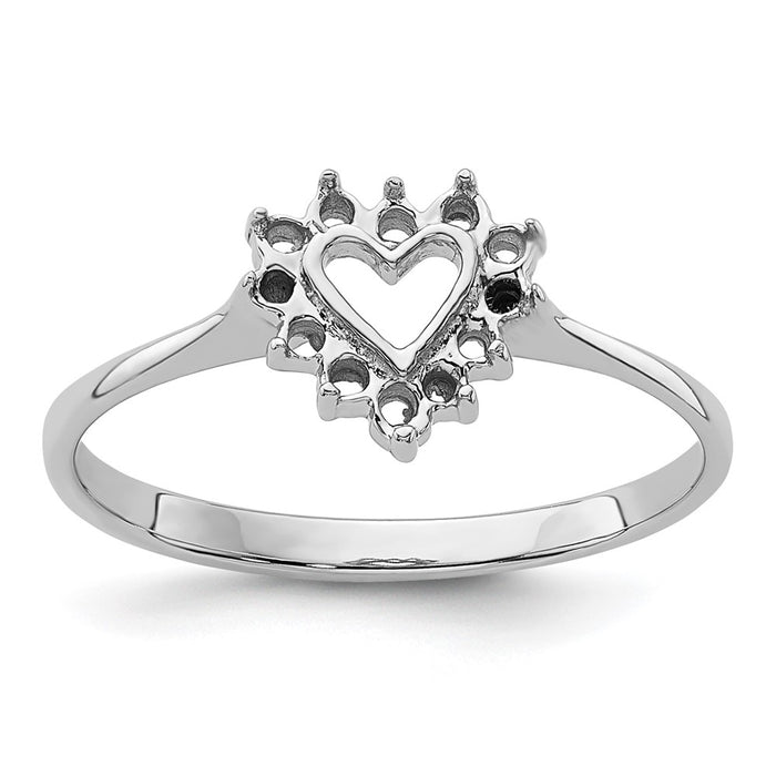 14k White Gold Polished .17ct. Diamond Heart Ring Mounting (X9602)
