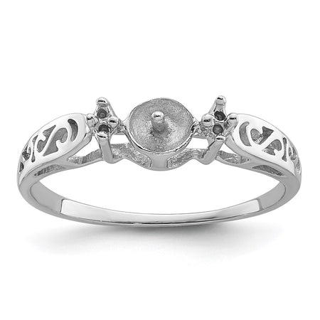 14k White Gold Polished Diamond & Pearl Ring Mounting (X9626)