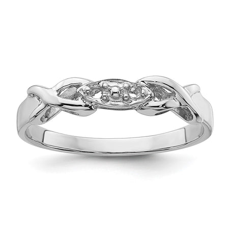 14k White Gold Polished .03ct. Diamond Twisted Ring Mounting (X9634)