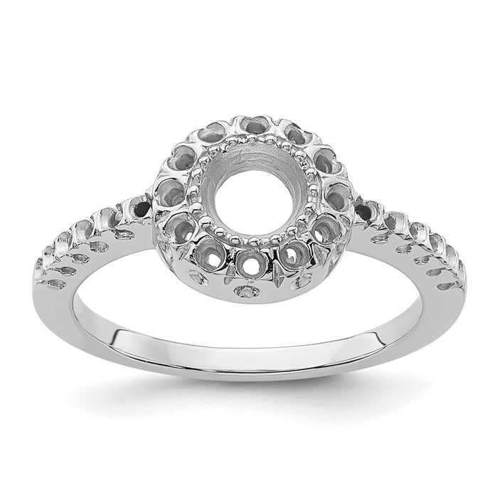 14k White Gold Polished .38ct. Diamond & 5mm Round Gemstone Ring Mounting (X9641)
